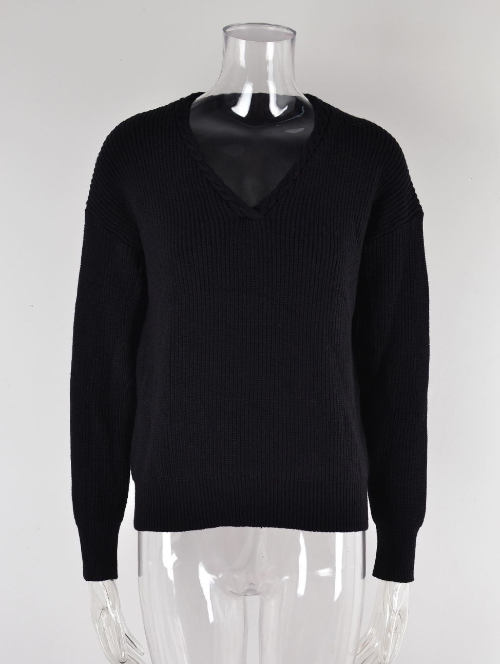 Women v-neck twist knittin sweater