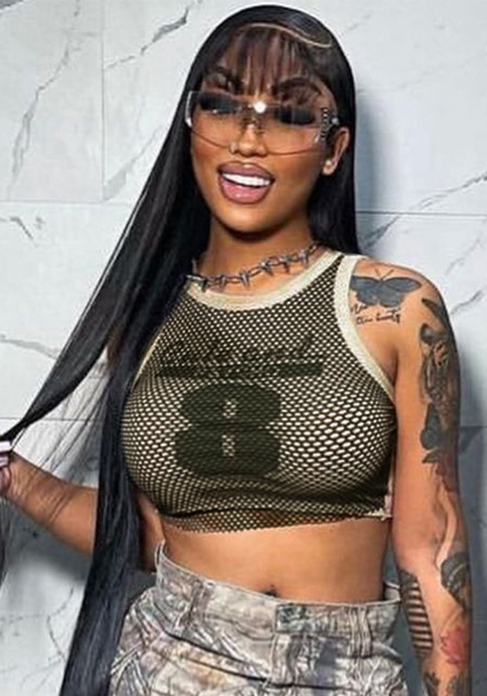 Women Summer Slim Grid Print Tank Top