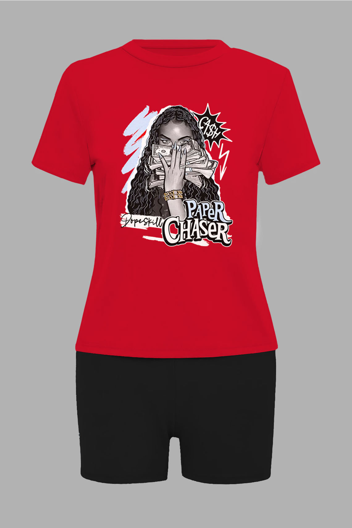 Autumn Winter Women's Print Style Print Casual Short Sleeve Two Piece