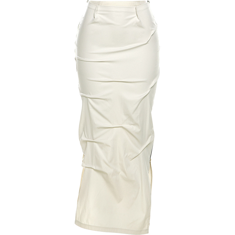 Summer Women Sexy pu Leather Solid Strapless Fold Top