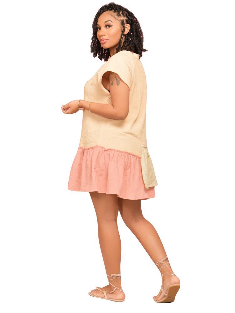 Women Summer Asymmetrical Ruffled Loose Dress with Ruffles