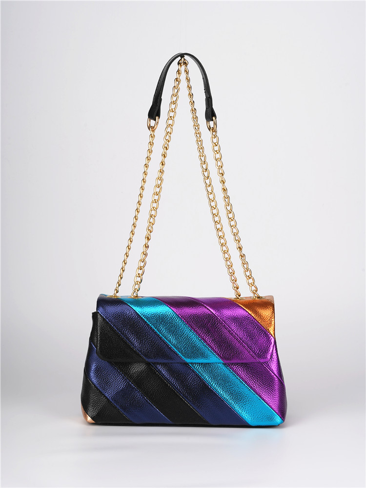 Metal Patchwork Pu Women's Designer Style Ladies Messenger Bag