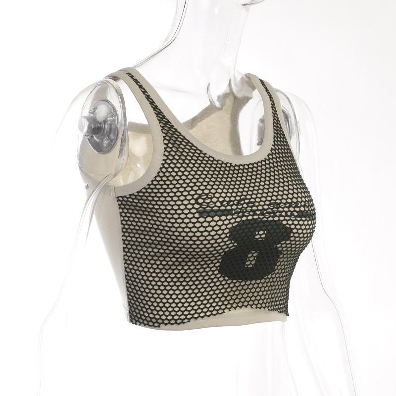 Women Summer Slim Grid Print Tank Top