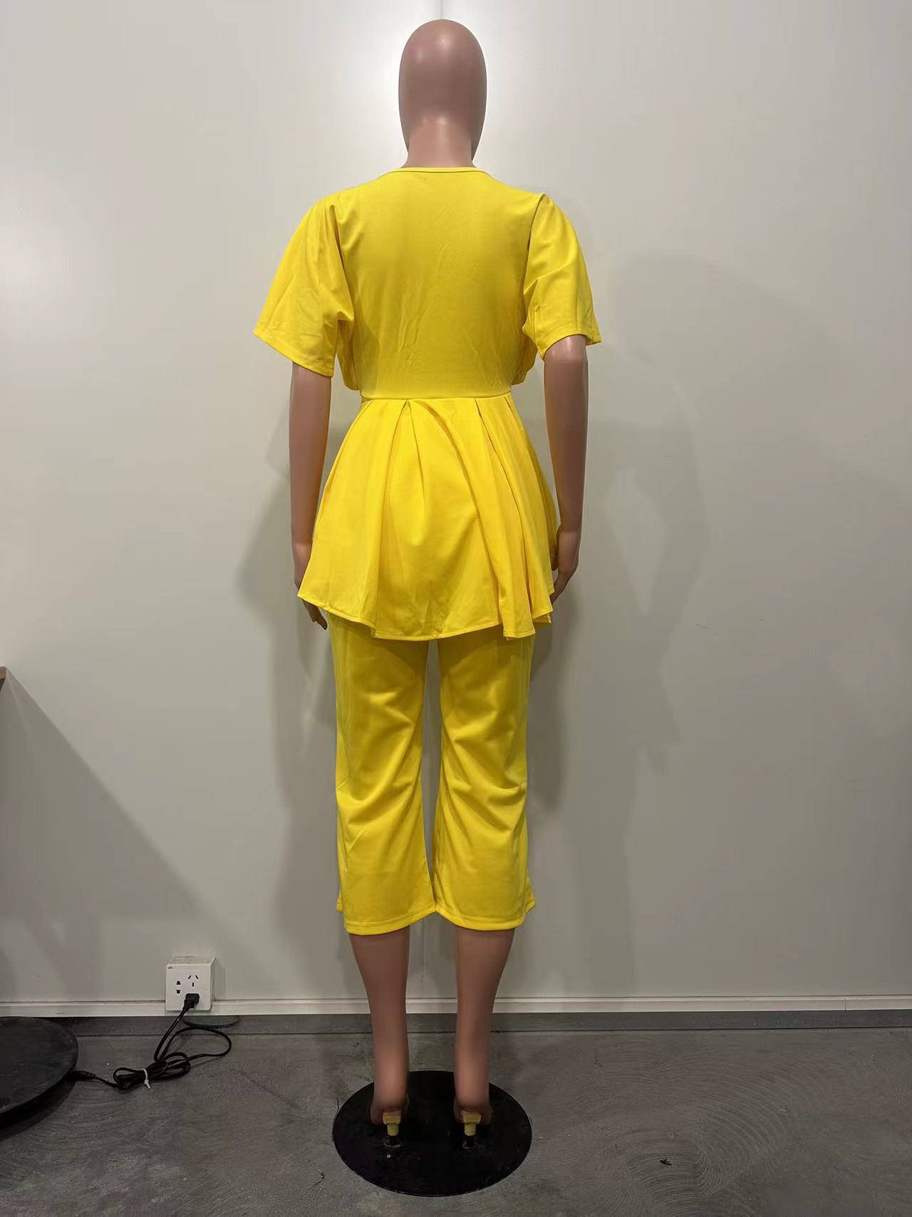 Spring Summer Women's Suit Top Knife-cut Wide-leg Bottoms