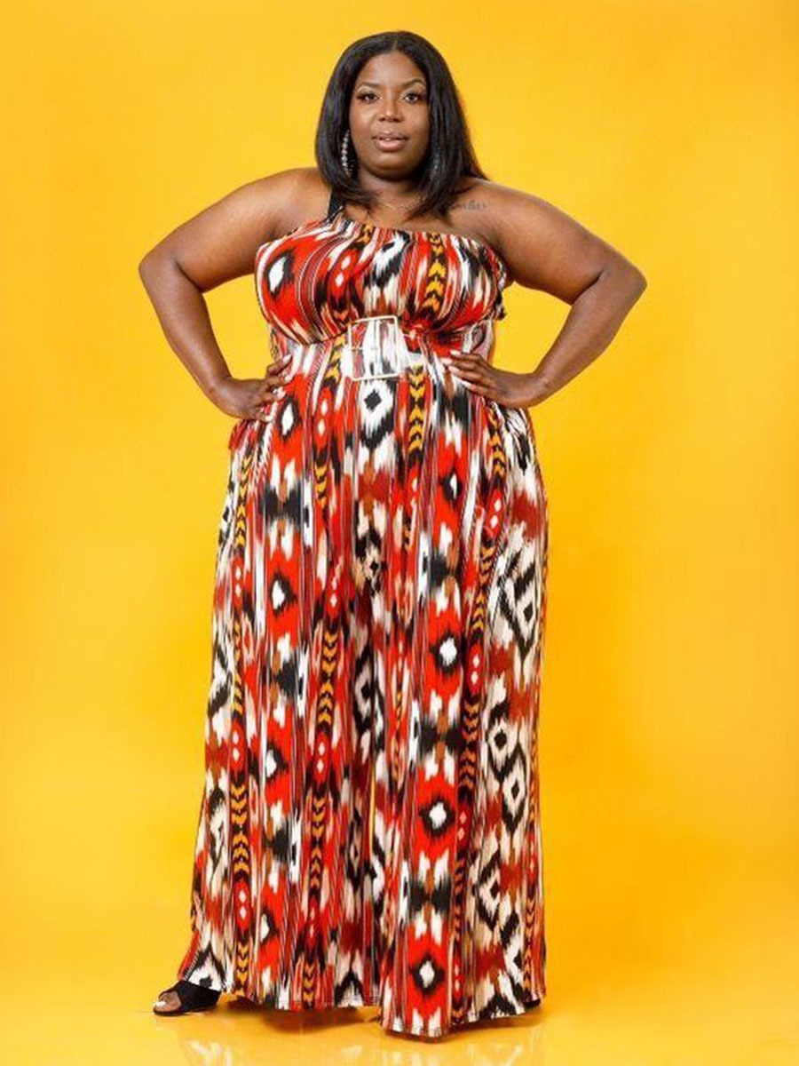 Plus Size Women Tie Dye Casual One Shoulder Wide Leg Jumpsuit