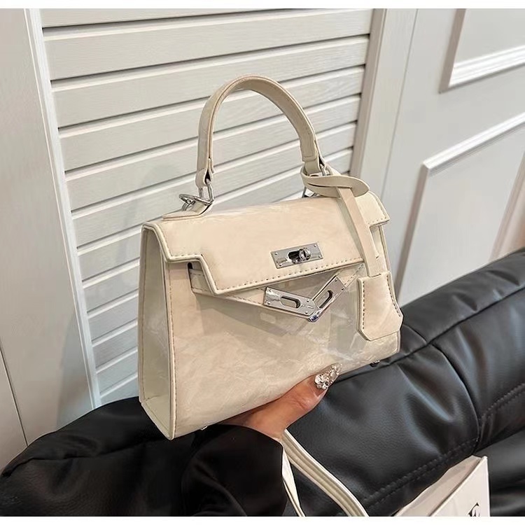 high-quality textured handbag Kelly bag for women 2024 new fashion pink shoulder messenger bag niche design bag