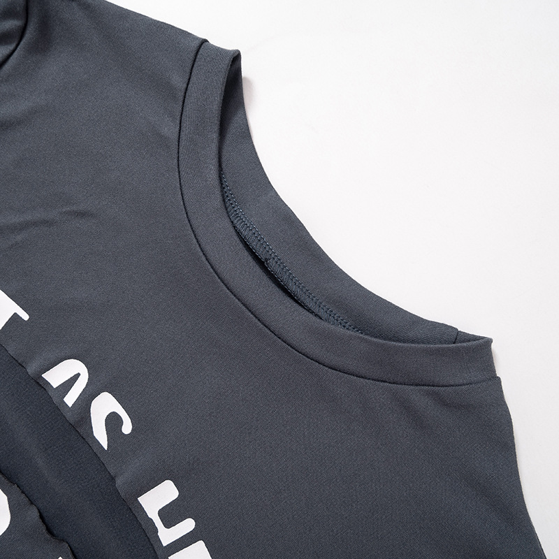 Women Summer Casual Letter Print Round Neck Short Sleeve Top