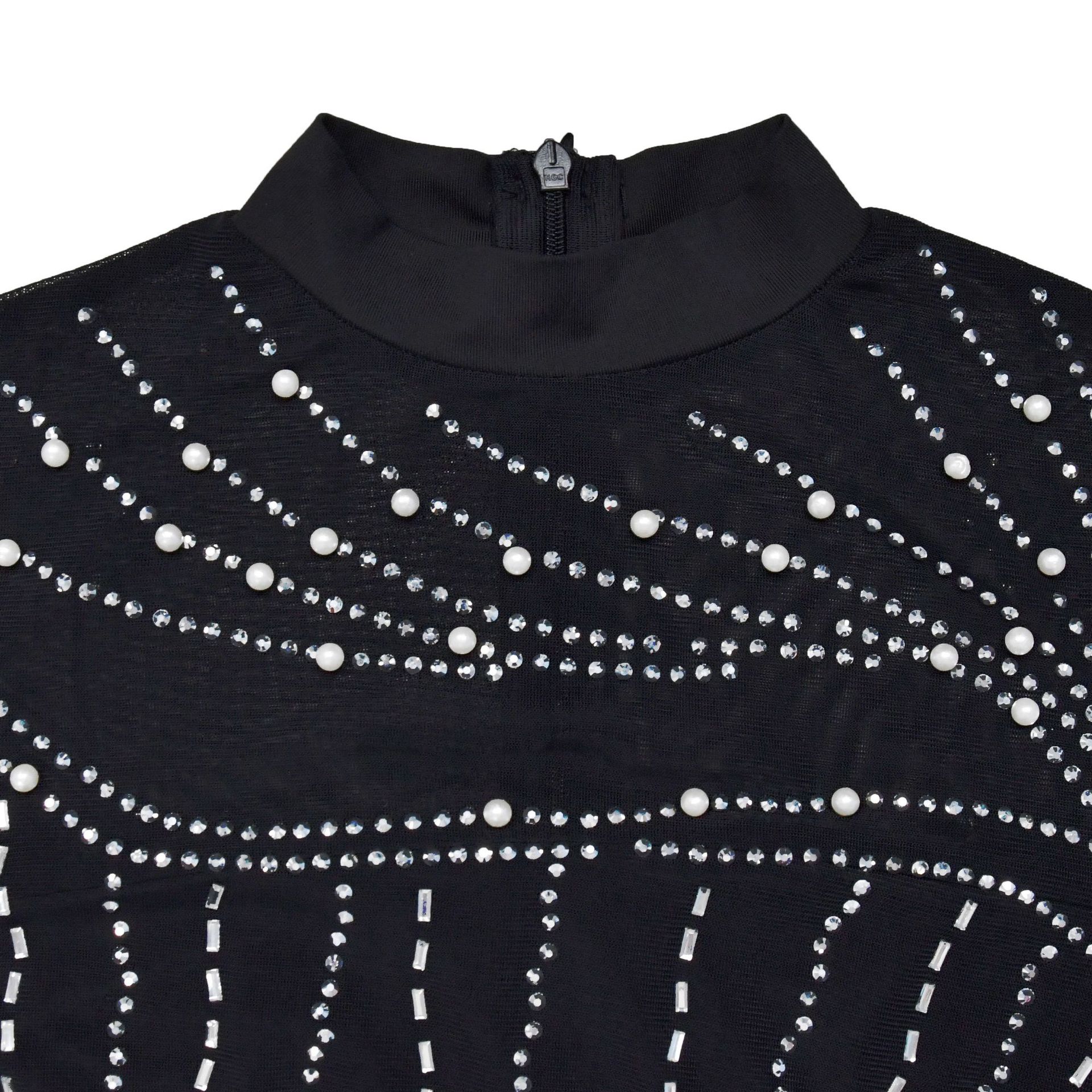 Women's Fashion Long Sleeve Mesh Beaded Bubble Bead Dress