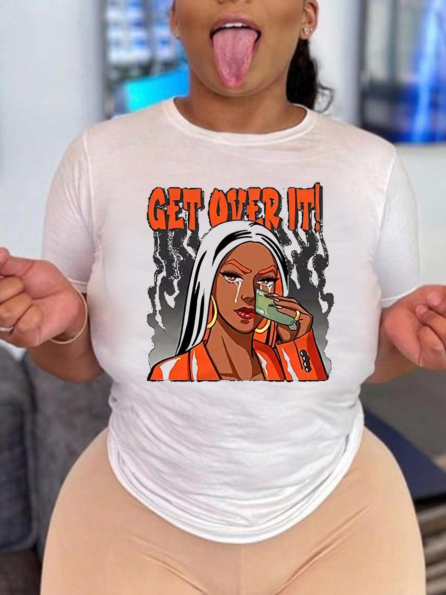 Plus Size women's top printed t-shirt loose t