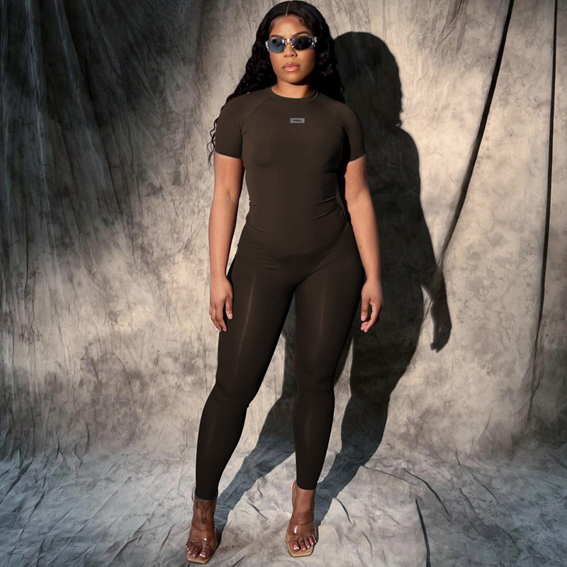 Women Summer Short Sleeve Top and Pant Yoga Two Piece Set