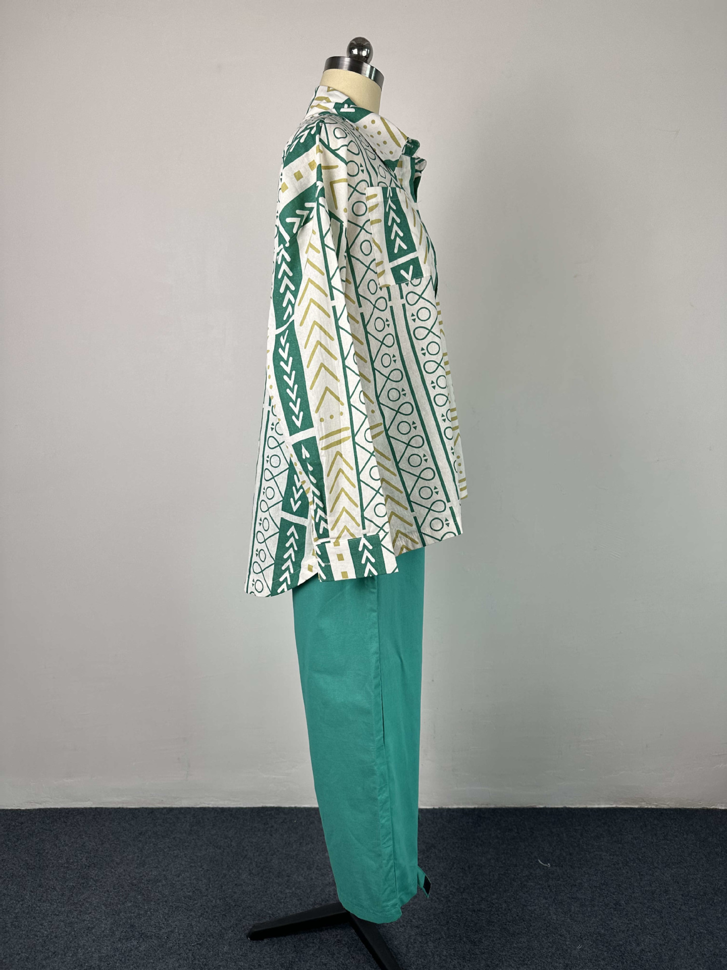 Casual suit Loose Plus Size fashion women's long-sleeved shirt pants linen two-piece suit