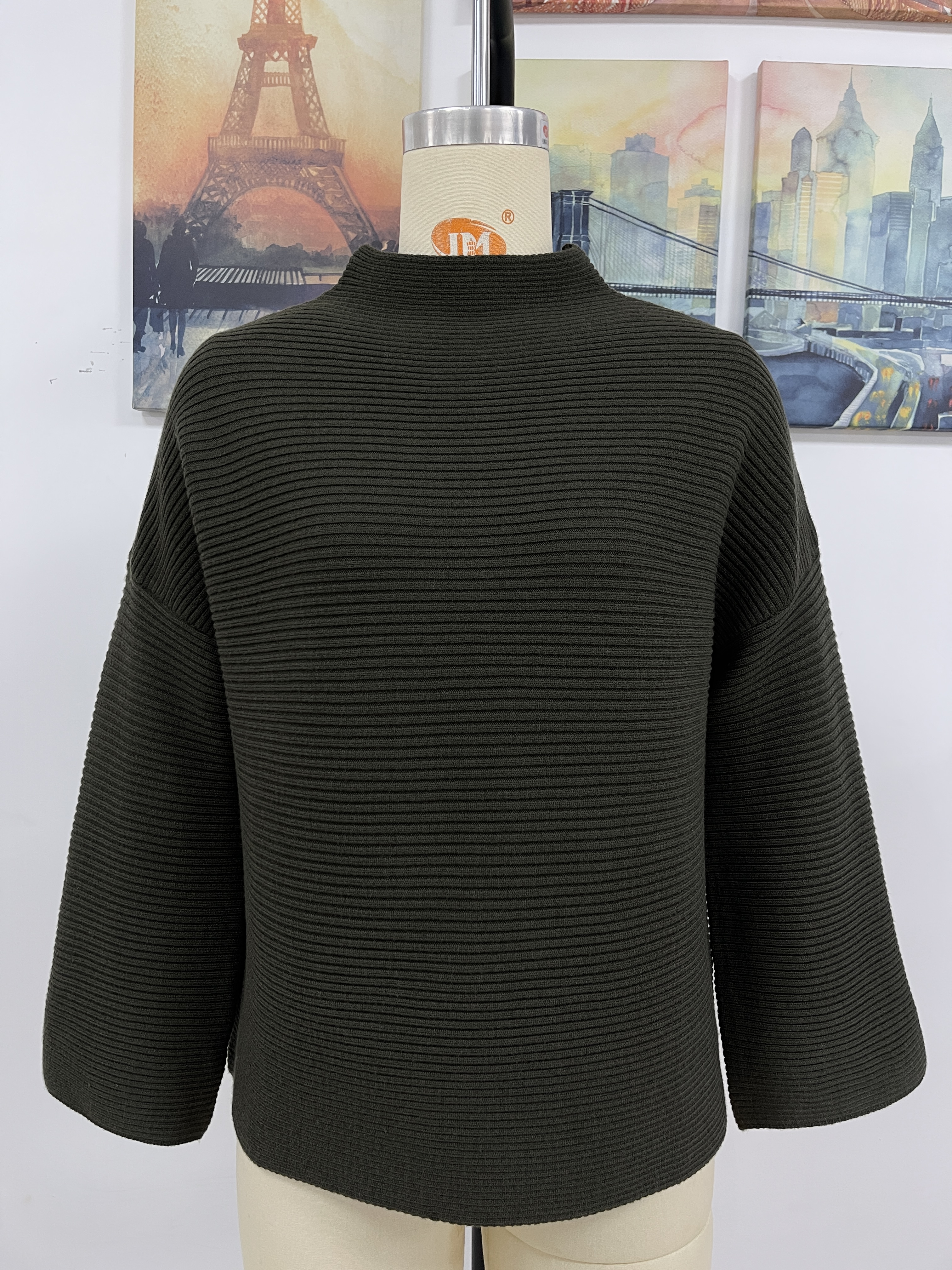 WomenLoose Knitting Cropped Sleeve Solid Sweater