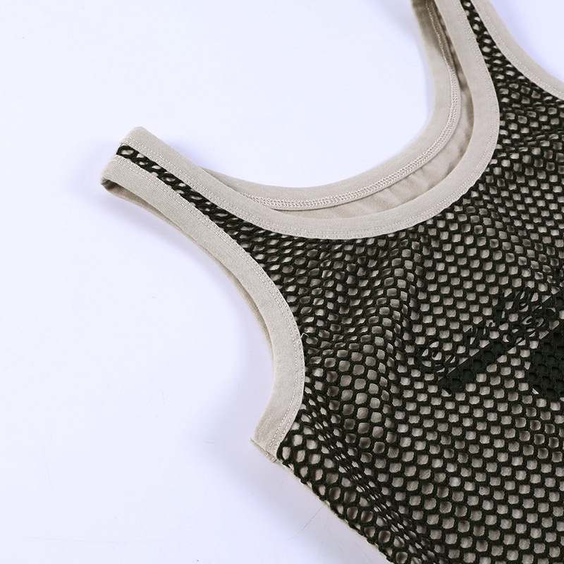 Women Summer Slim Grid Print Tank Top