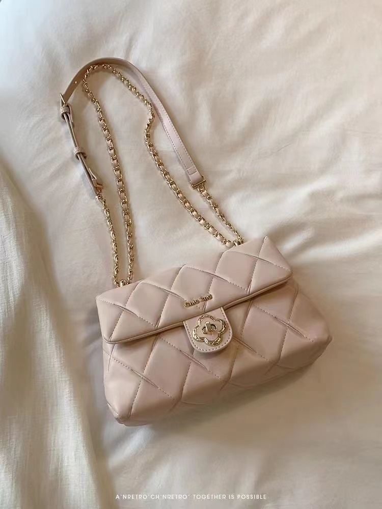 Fog color Champs Elysees small square bag for women in summer, high-end fashionable chain bag, shoulder messenger bag