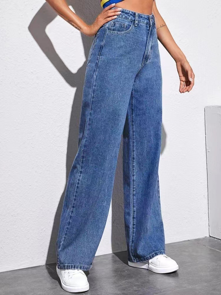 Spring Women's Denim Pants High Waist Loose Wide Leg Trousers Fashion Pants
