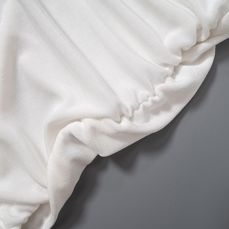 Women Summer Solid Sexy Drawstring Pleated Short Sleeve Dress