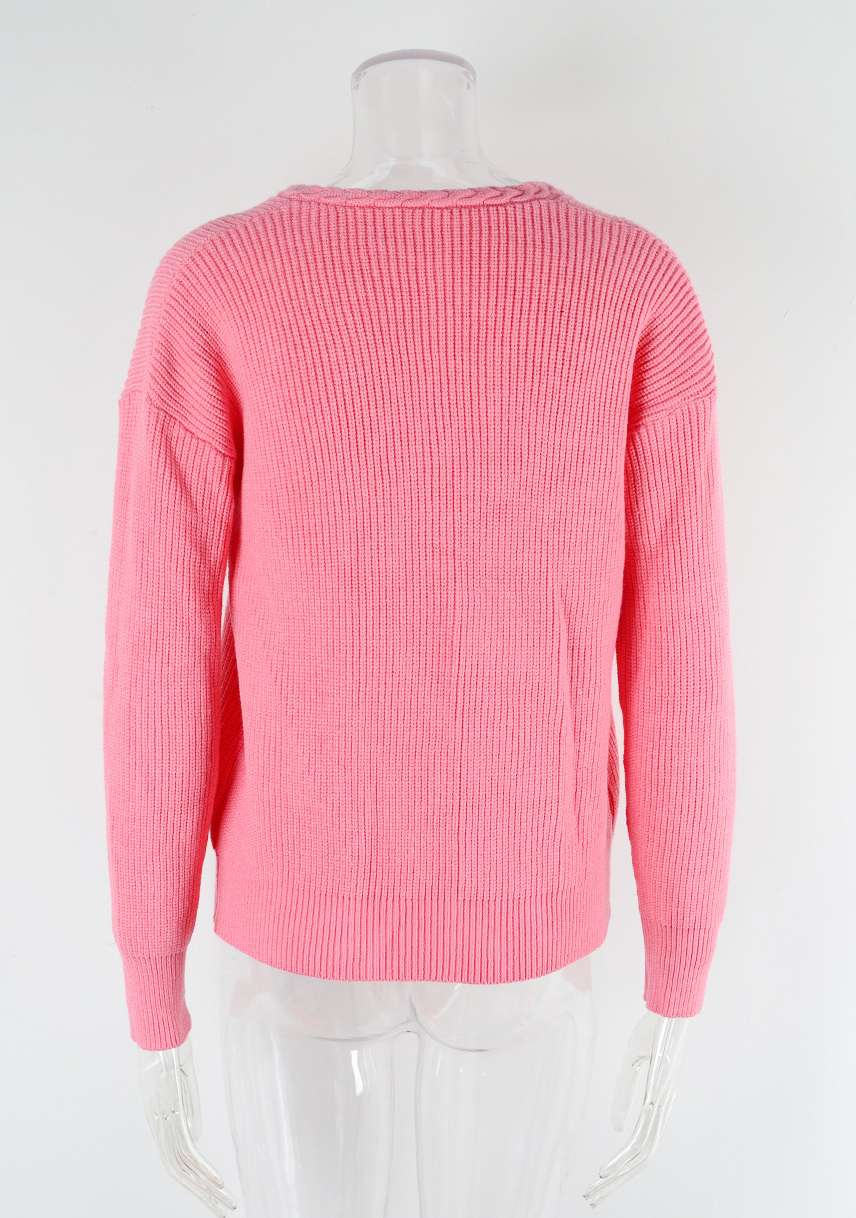 Women v-neck twist knittin sweater