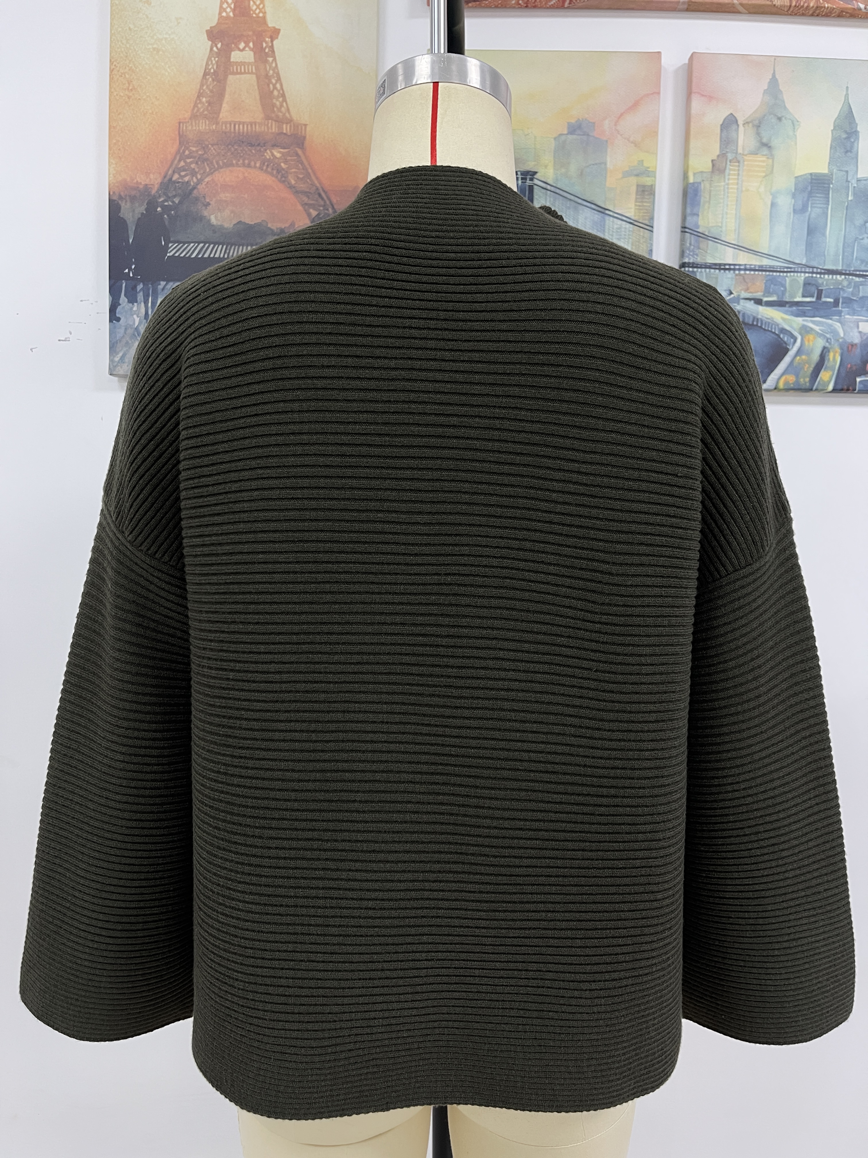 WomenLoose Knitting Cropped Sleeve Solid Sweater