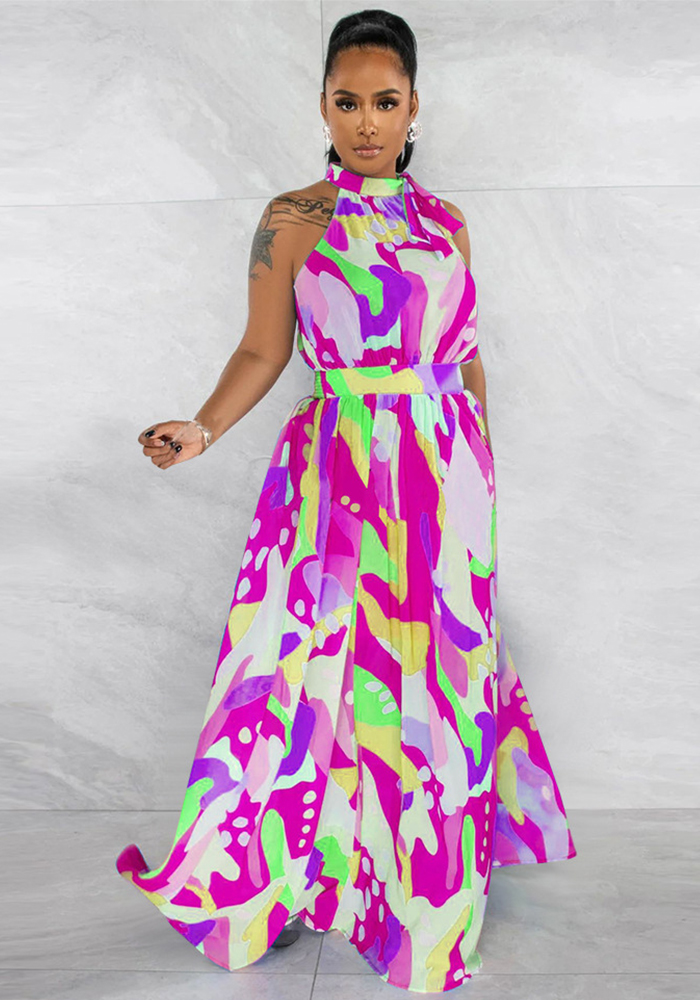 Women Printed Sleeveless Swing Dress