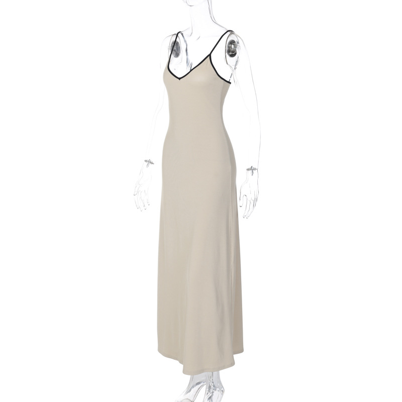 Women's summer Chic sexy V-neck Maxi Strap Dress