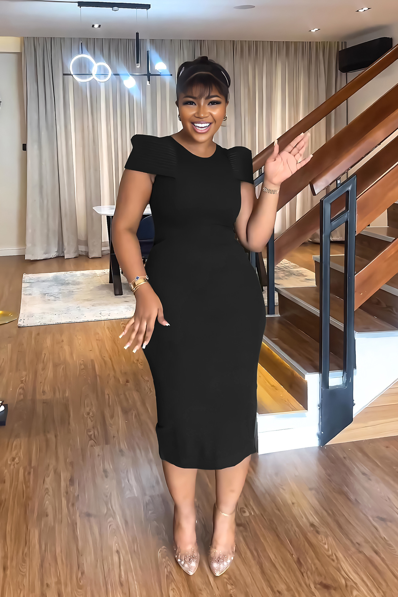 Women's Sleeveless Casual Career Slit Bodycon Dress