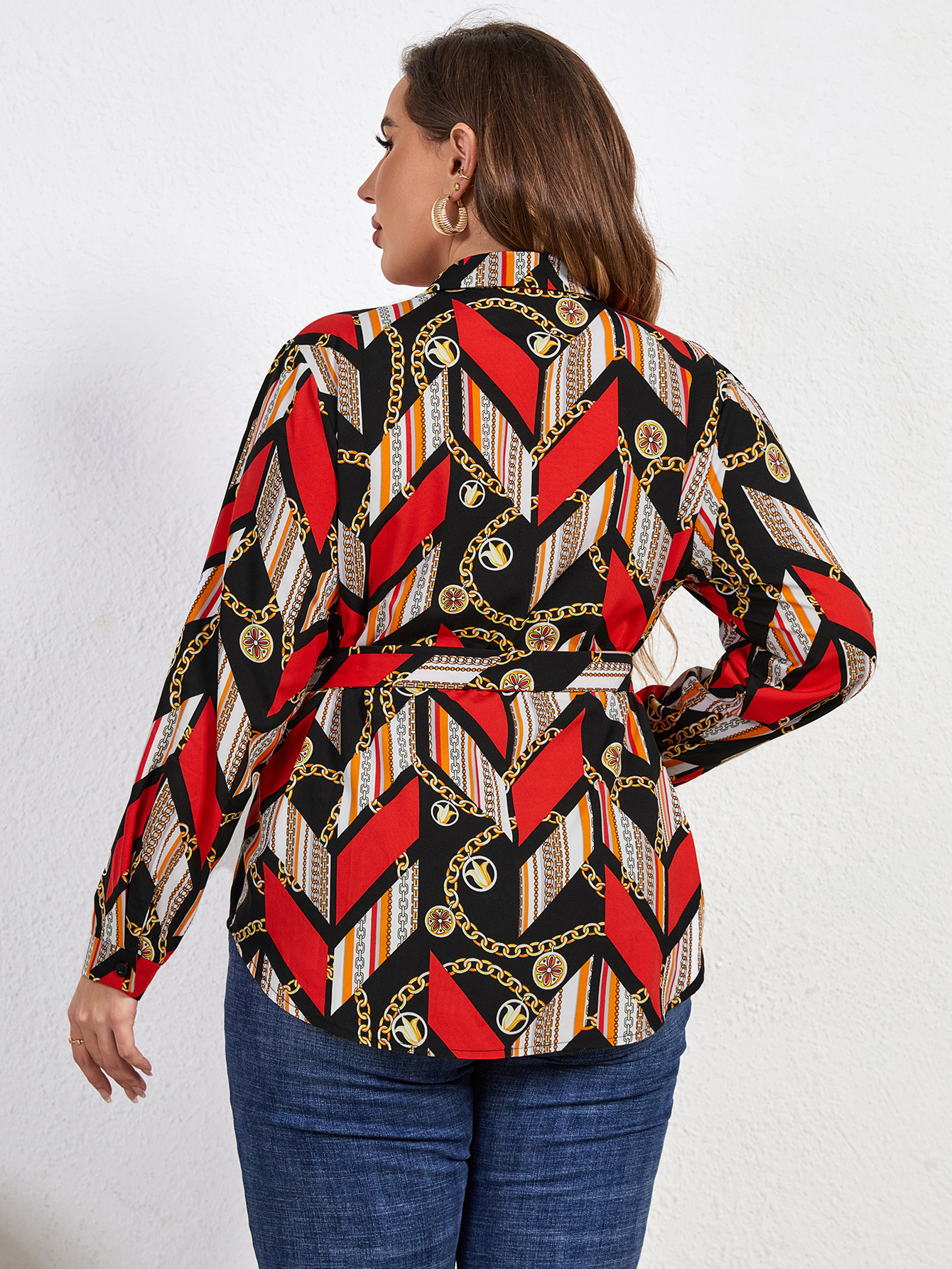 Women Loose Long Sleeve Printed Shirt