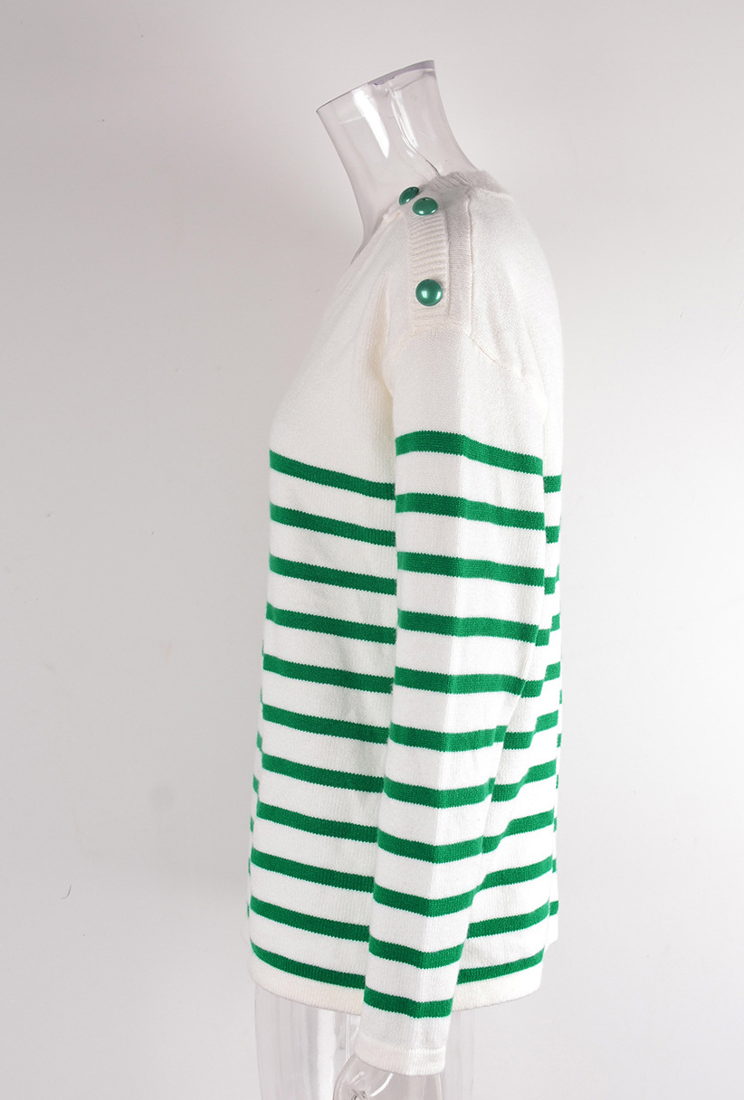Women Button Striped Knitting Sweater