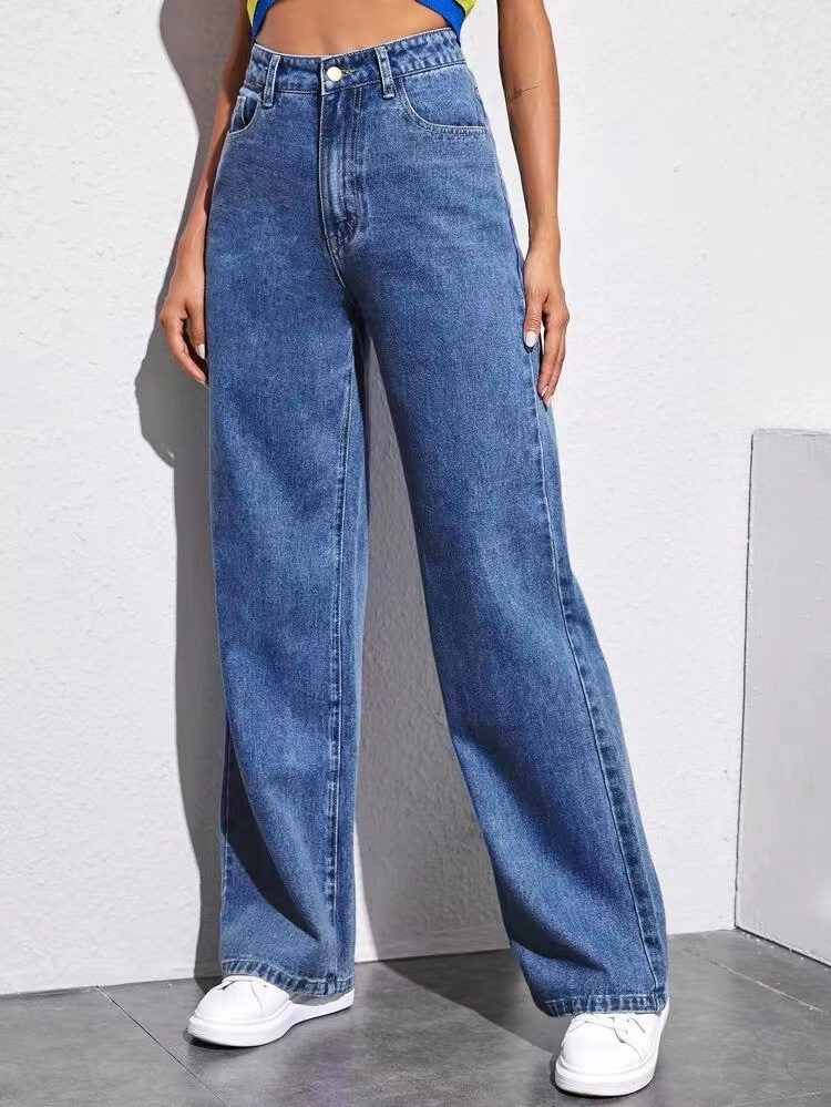 Spring Women's Denim Pants High Waist Loose Wide Leg Trousers Fashion Pants