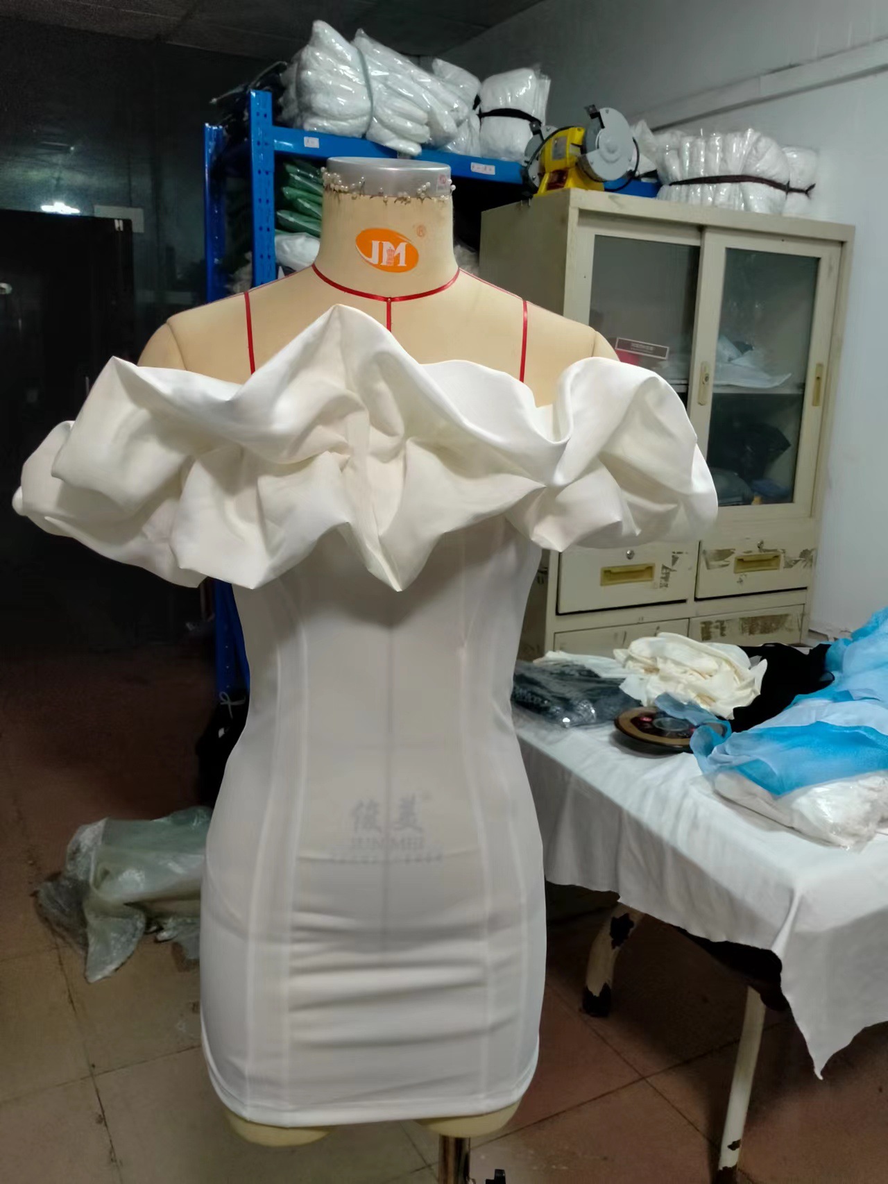 Women's Off Shoulder Fashion Sexy Low Back Dress Puff Neck Mini Gown