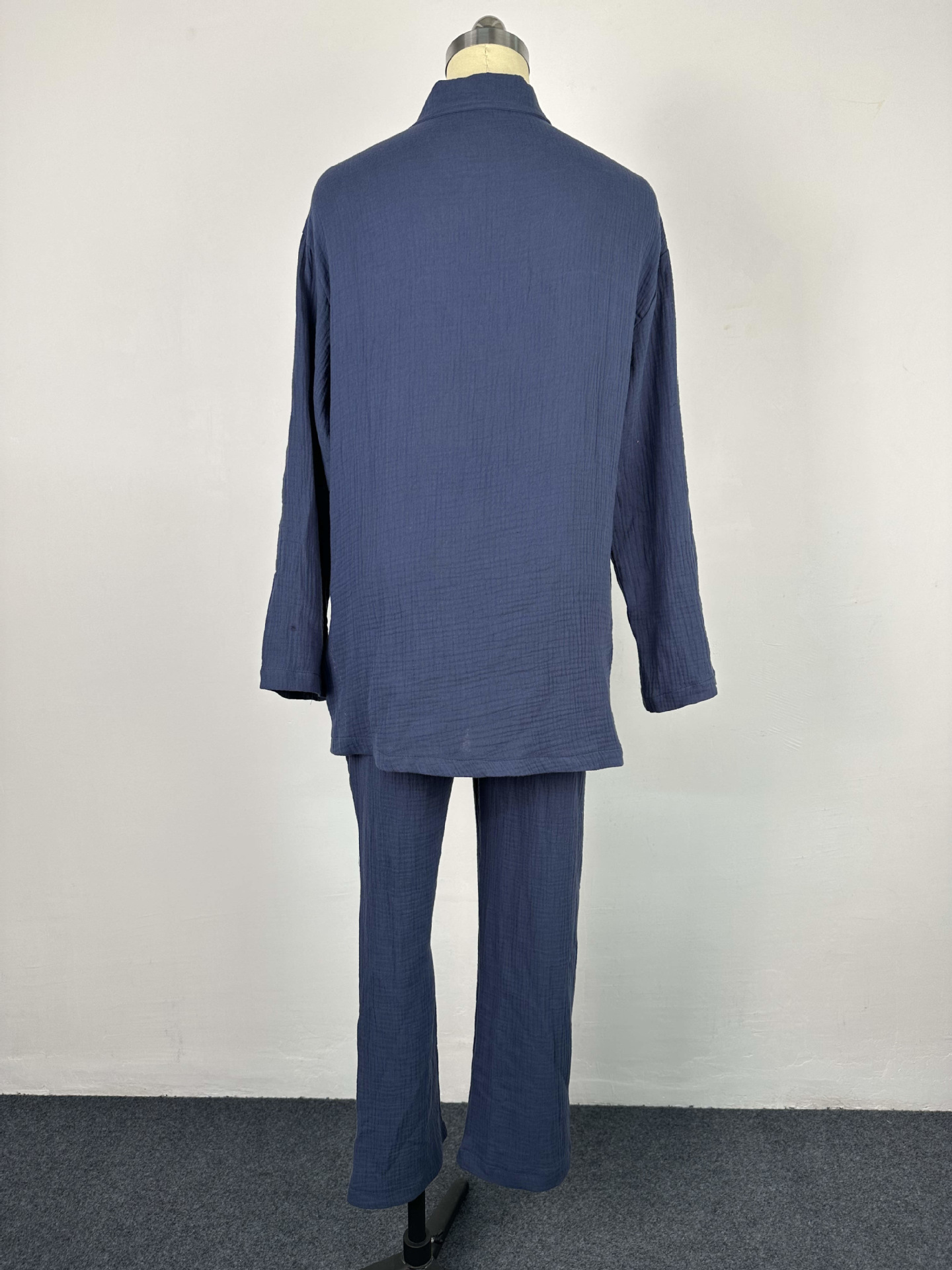 Plus Size Women's Double Crepe Oversized Turndown Collar Long Sleeve Set