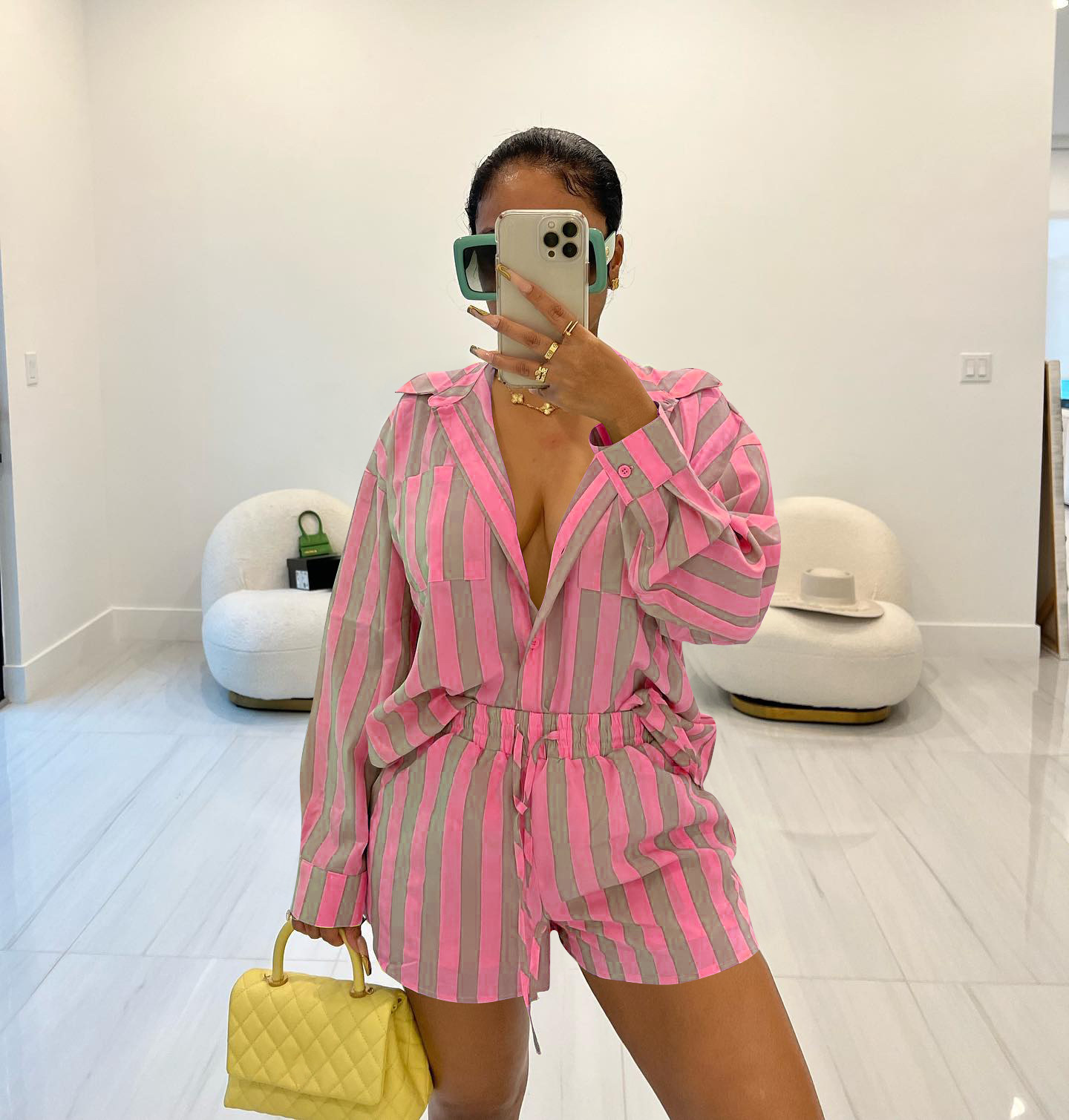 Women's Clothing vertical stripes two piece set