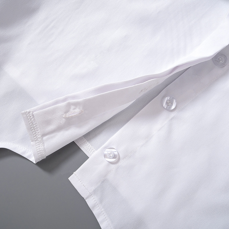 Women's Summer Casual Solid Turndown Collar Button Down Crop Shirt Slim Fit Long Sleeve Top