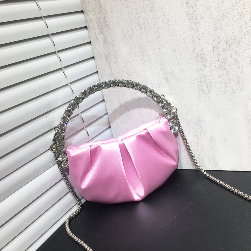 women's rhinestone clutch bag diamond pleated mini evening bag Messenger small bag
