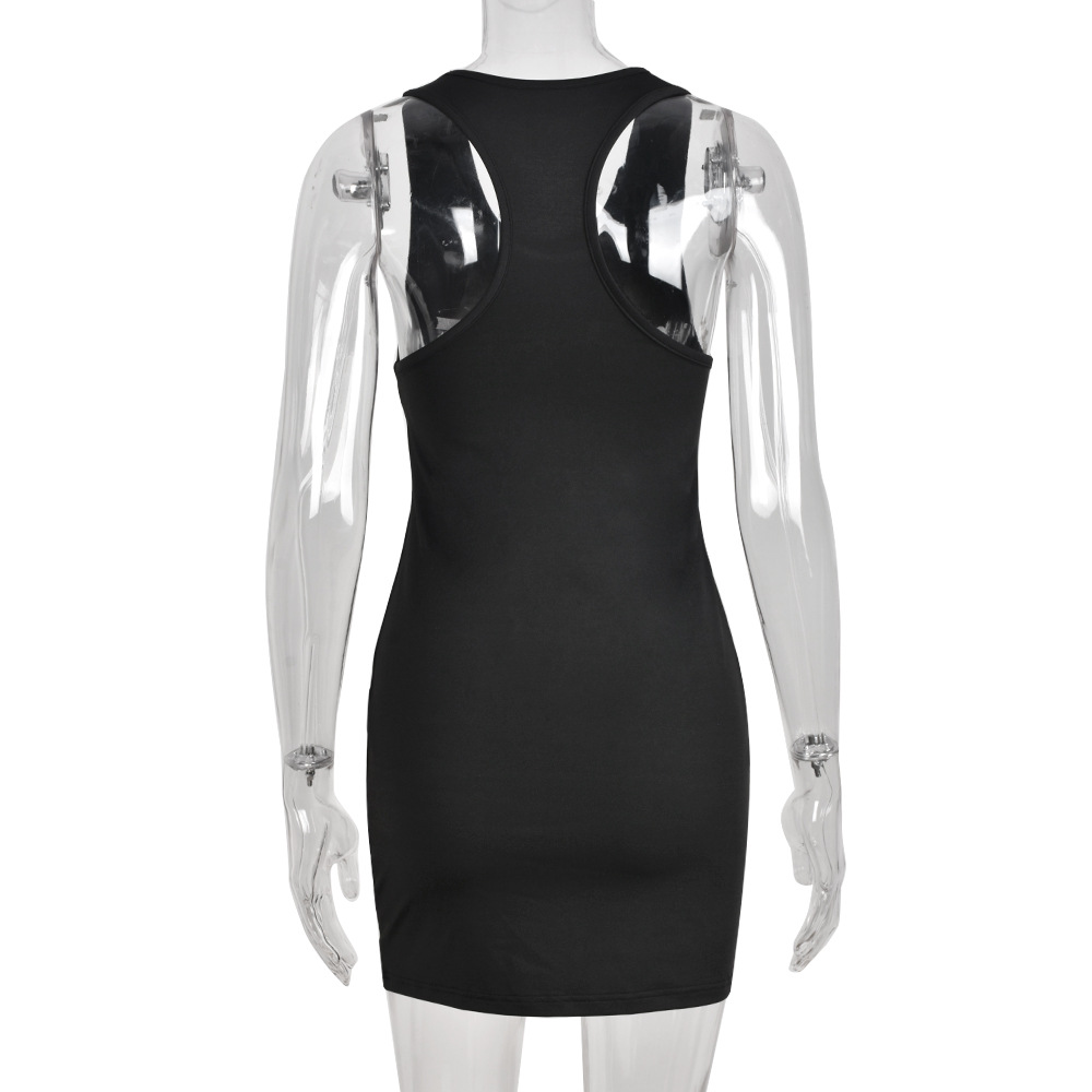 Dress Summer Beaded Letter High Waist Bodycon Dress Streetwear Women