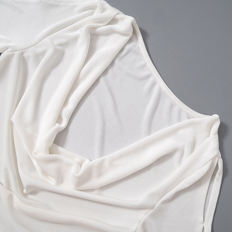 Women Summer Solid Sexy Drawstring Pleated Short Sleeve Dress