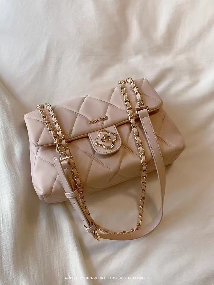 Fog color Champs Elysees small square bag for women in summer, high-end fashionable chain bag, shoulder messenger bag