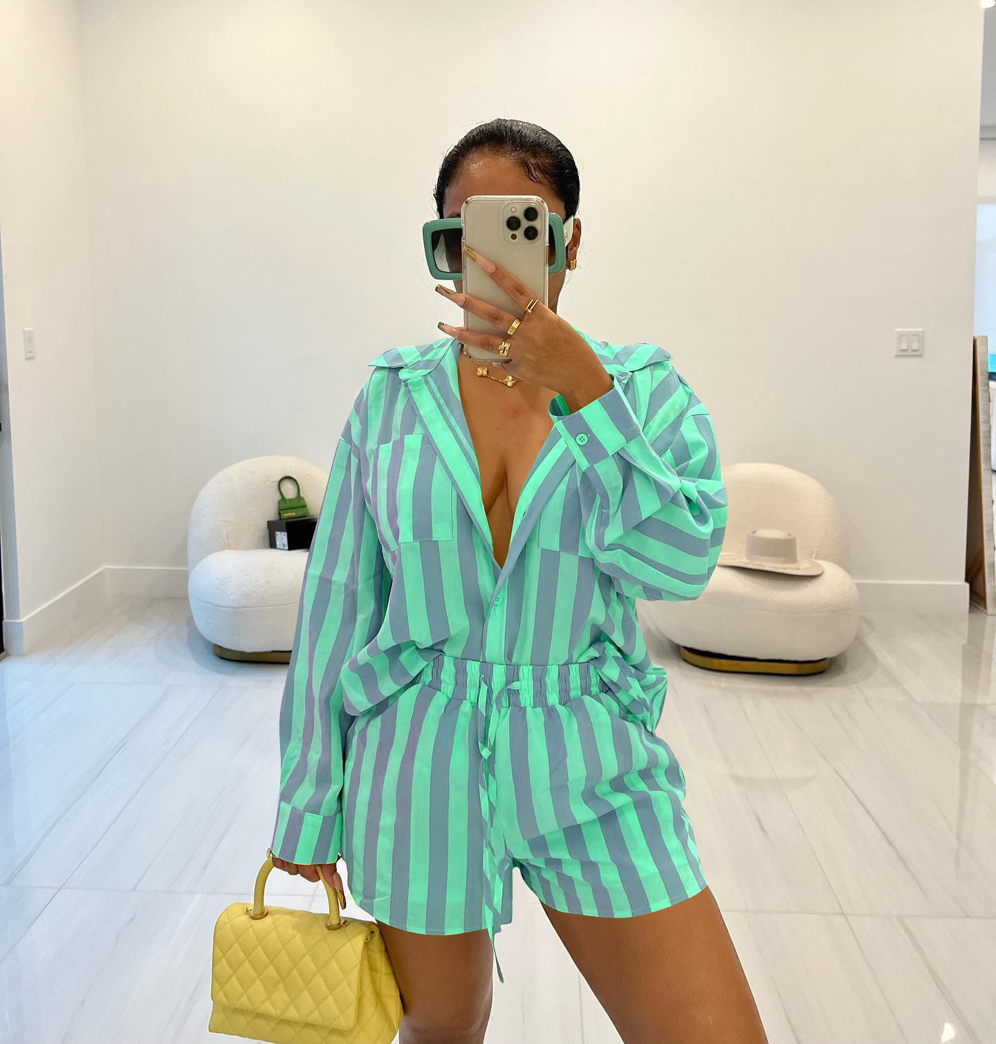 Women's Clothing vertical stripes two piece set