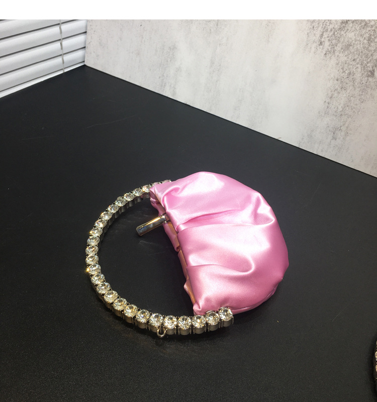 women's rhinestone clutch bag diamond pleated mini evening bag Messenger small bag