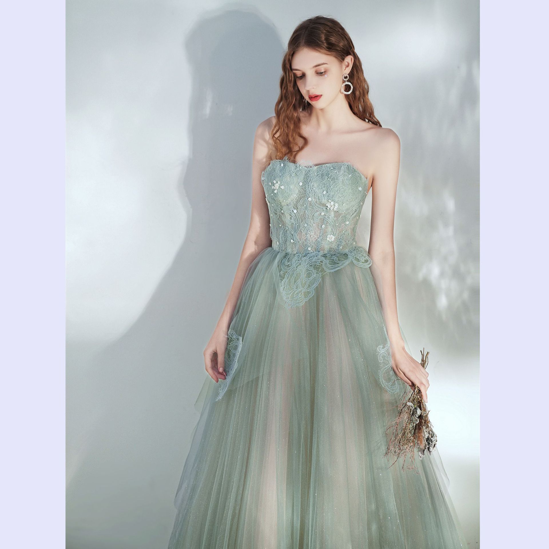 Evening Women Summer Strapless Dress Small Formal Party Dress