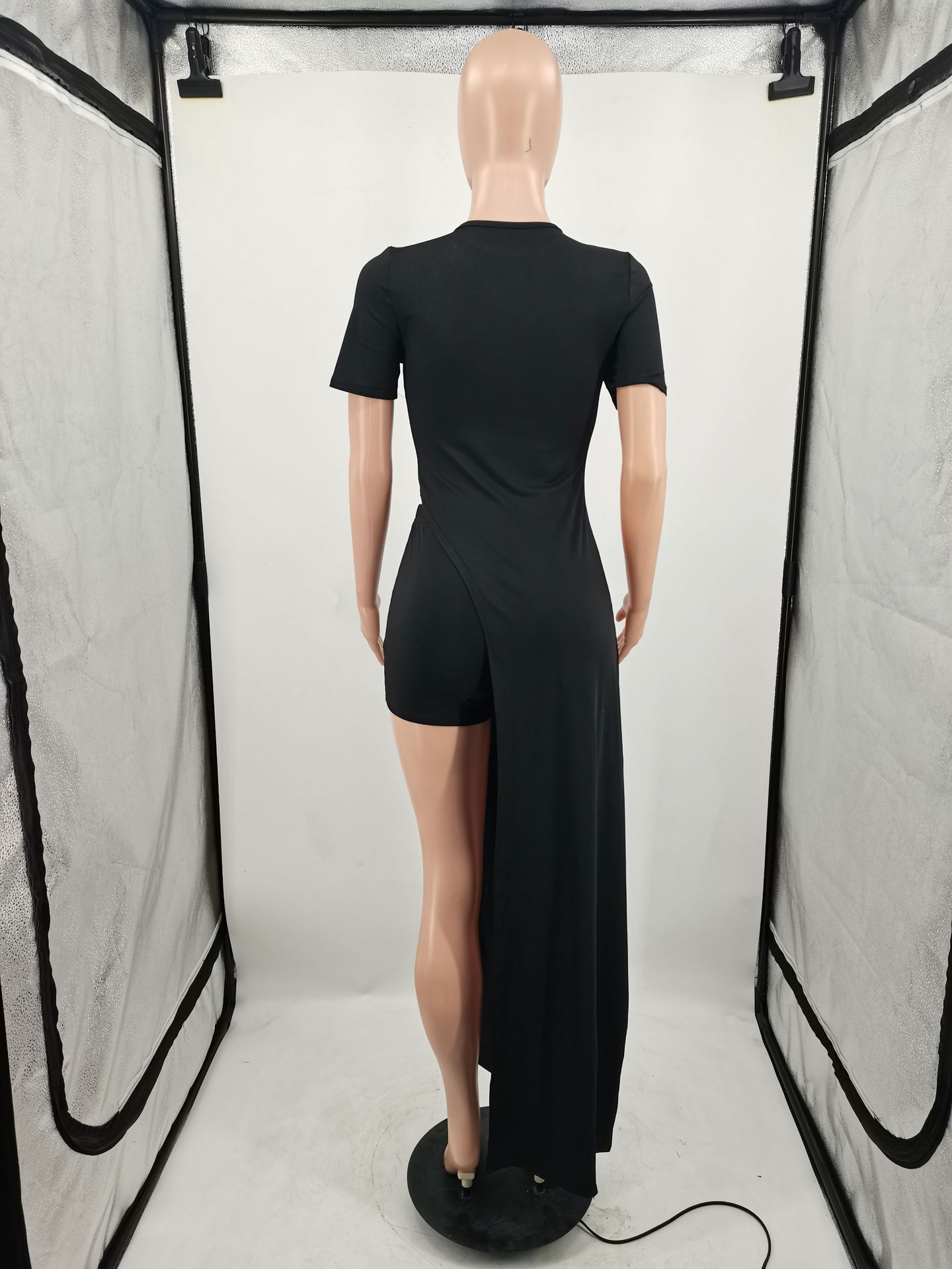 Women's spring summer women's short-sleeved sexy slit slim two-piece suit