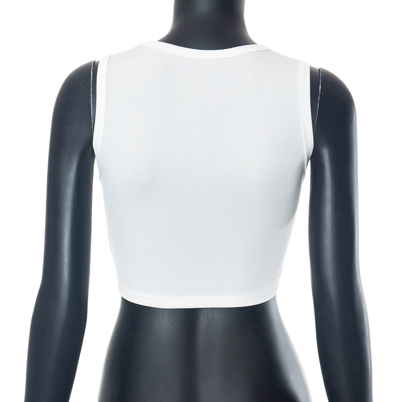 Women's Summer English Print Sleeveless Short Versatile Vest