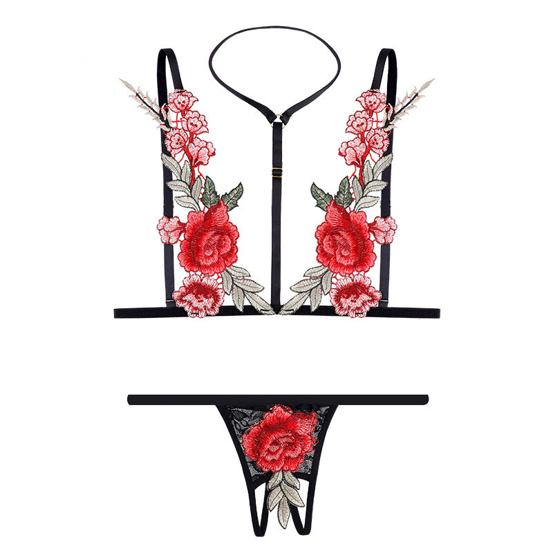 Sexy Lingerie Sexy Women's Embroidered Bikini Temptation Lingerie Set