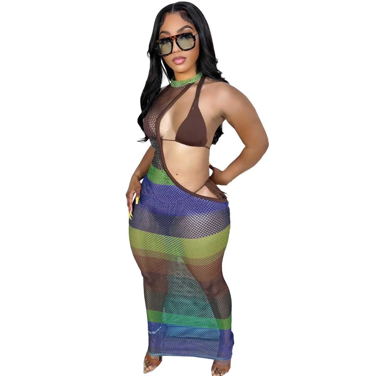 Women Screen Printing Swimwears Dresses Three-Piece