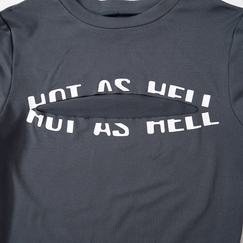 Women Summer Casual Letter Print Round Neck Short Sleeve Top