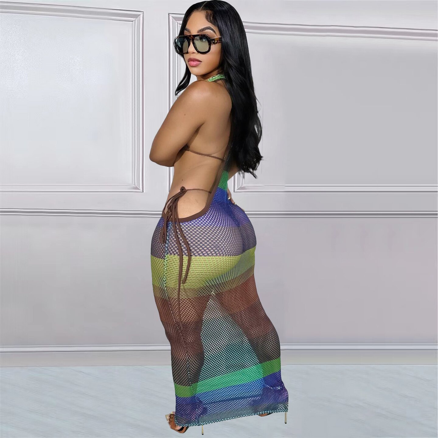 Women Screen Printing Swimwears Dresses Three-Piece