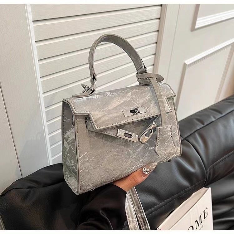 high-quality textured handbag Kelly bag for women 2024 new fashion pink shoulder messenger bag niche design bag