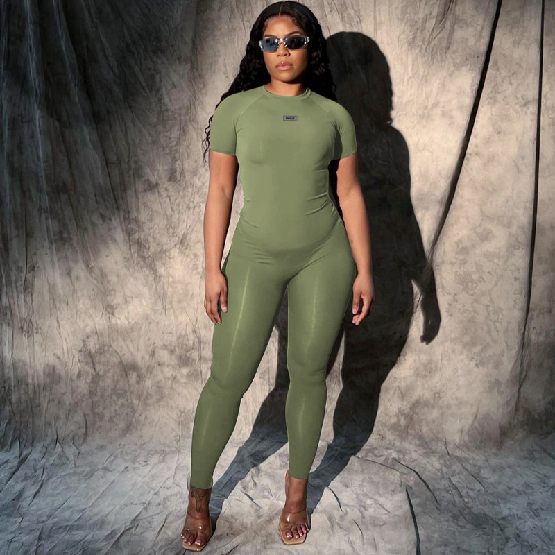 Women Summer Short Sleeve Top and Pant Yoga Two Piece Set