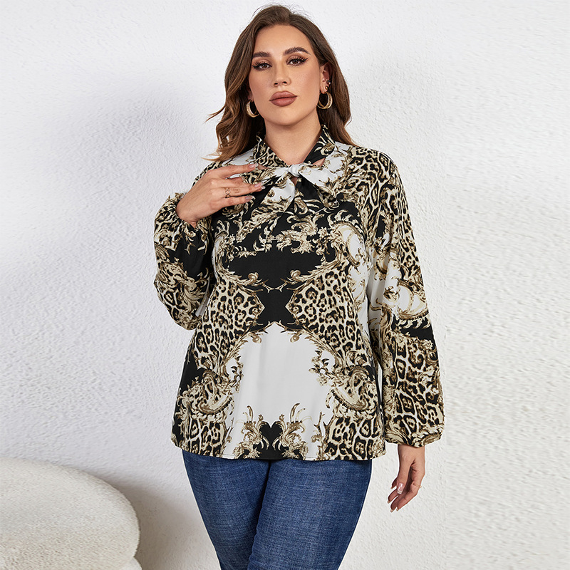 Plus Size Women Casual Print Long Sleeve Top