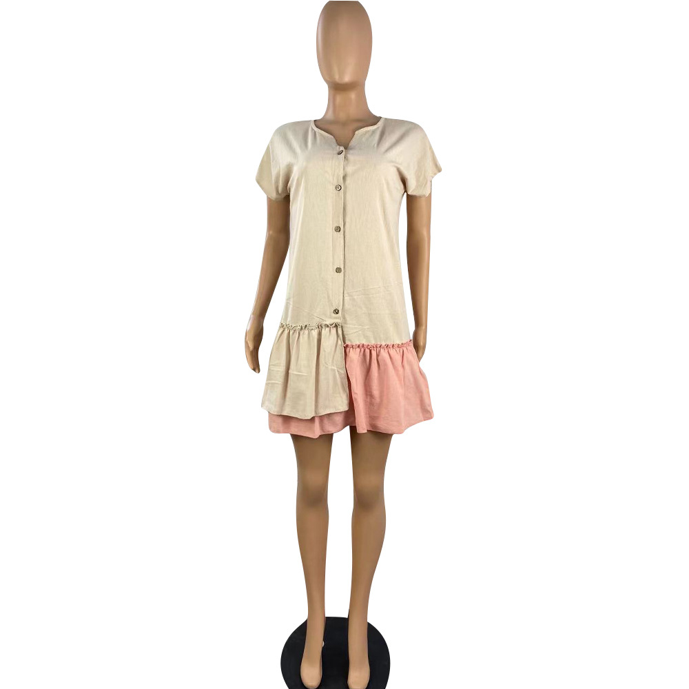 Women Summer Asymmetrical Ruffled Loose Dress with Ruffles