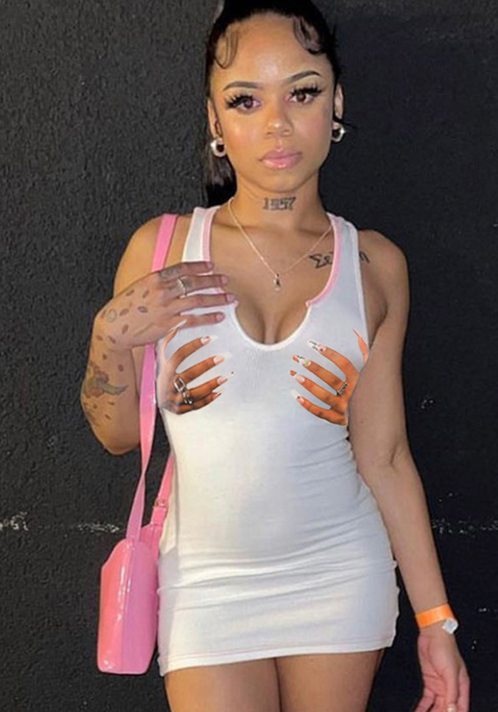 Women Summer Printed V-Neck Slim Sexy Mini Dress